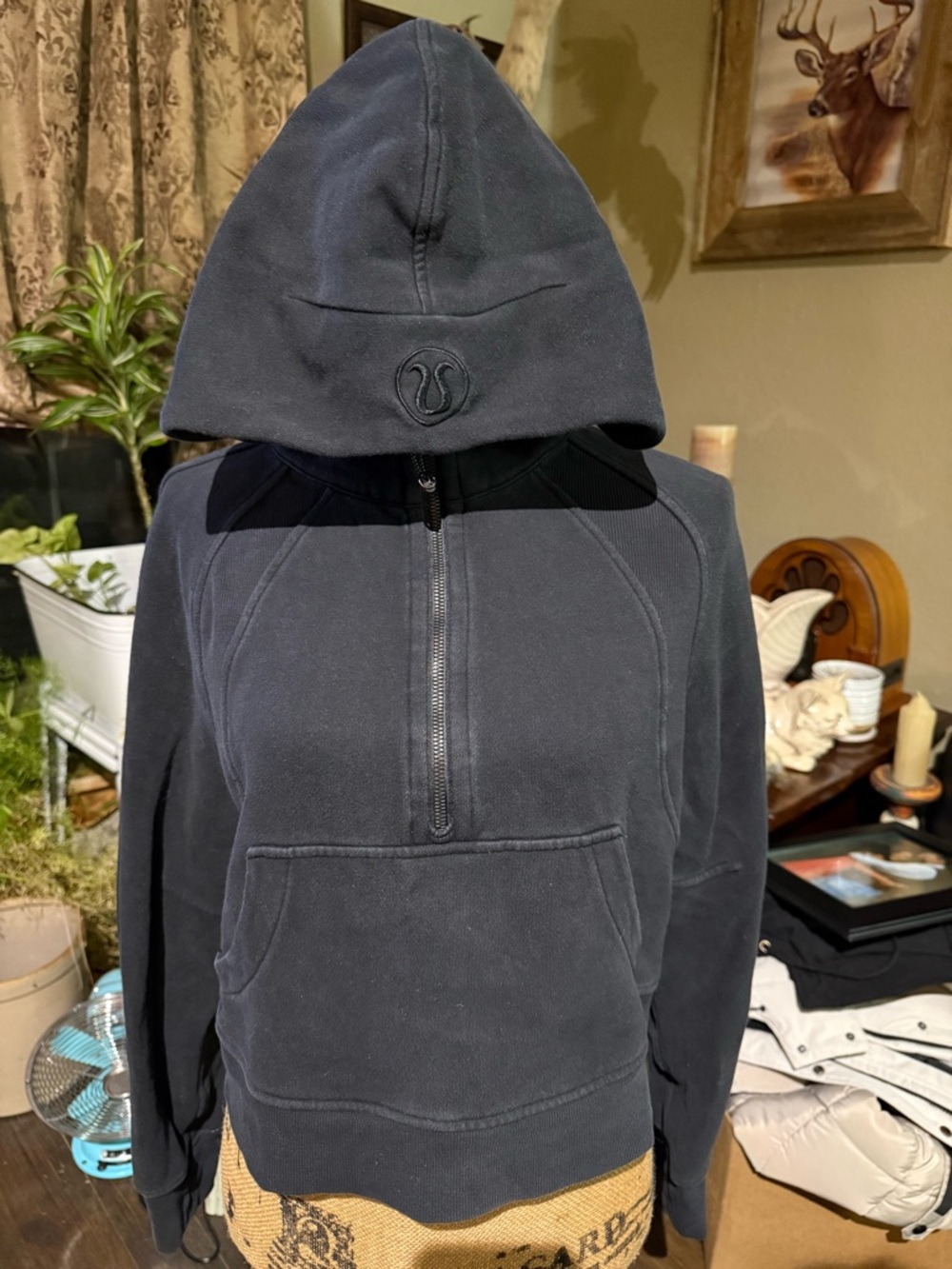 lululemon athletica Black Half-Zip Scuba Hoodie Jacket